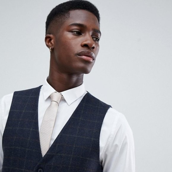 French Connection Tweed/Wool/Plaid Vest- Navy- S,M - Picture 2 of 6